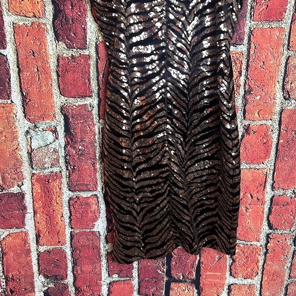 DOLLS KILL MOTEL SEQUIN TIGER STRIPE BLACK VELVET & GOLD MINI DRESS size Small - Picture 13 of 15